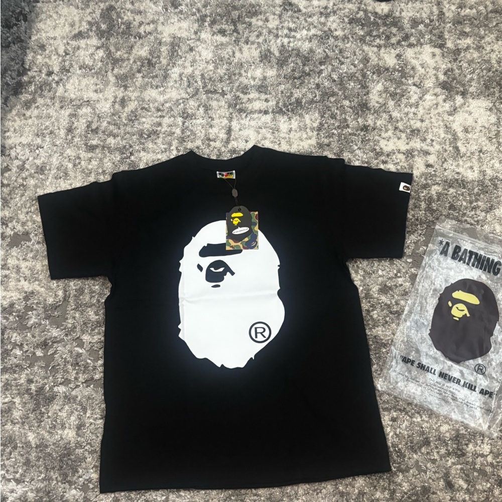 Bape Black and White Casual Button Down Shirt